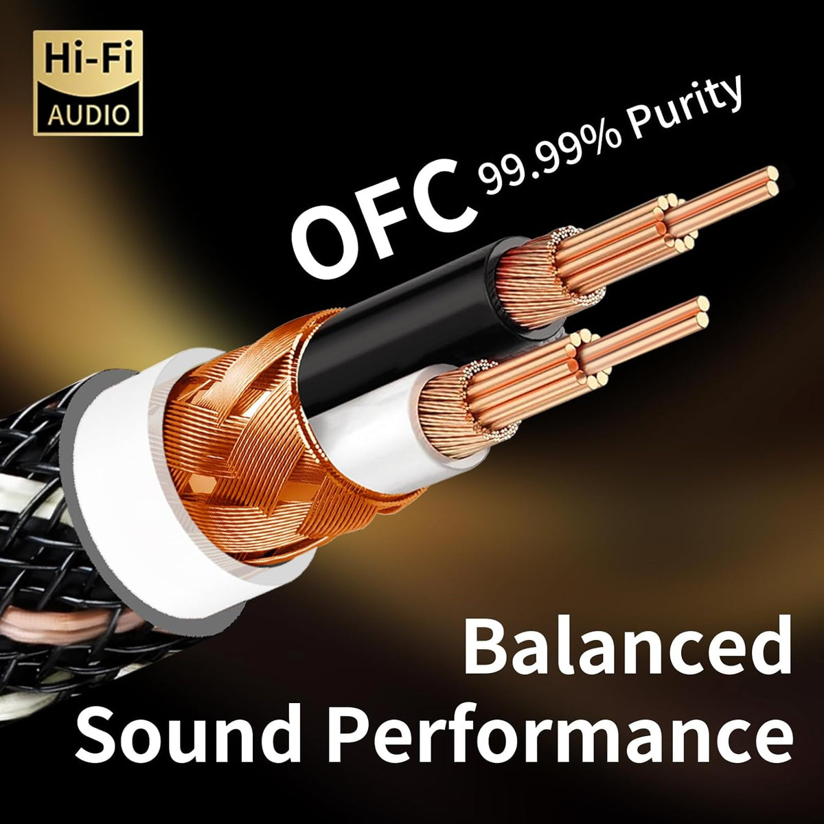 3.28ft 2RCA Male,15 AWG,4N Core,24K Player,Turntable(3.28ft/1m) Audiophile HiFi Audio RCA Cables - Male to OFC