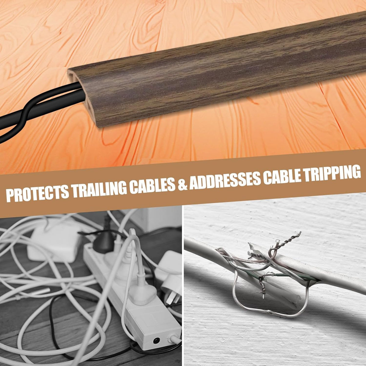 DBHXXMB-HH Hider,10FT Cavity:0.47"(W) 0.35"(H) Floor Cord Cover Self Adhesive Cord Cable Management, Extension Strip