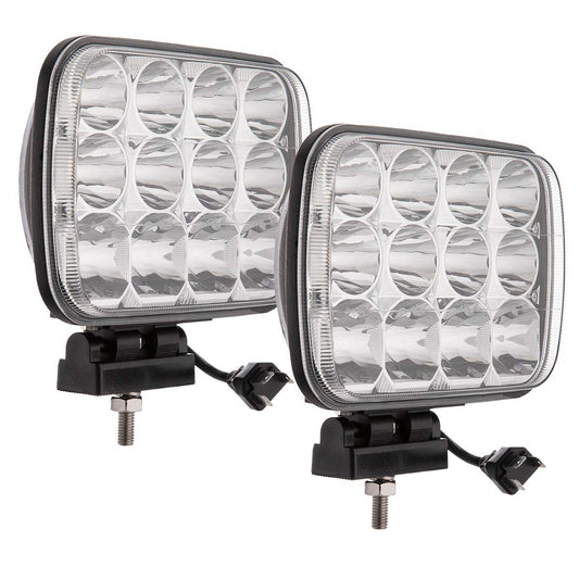 Lightronic 5x7 inch Rectangular Off-Road LED Headlight for Jeep & Truck, 6000K Cool-White, Flood & Spot Combo Beam, Plug & Use H4 Connector, IP68 Waterproof/Dustproof, 12V/24V DC, 2-Pack