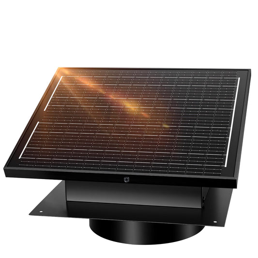 32W Solar Powered Attic Exhaust Fan with 10" Roof Vent - IP68 Waterproof DIY Ventilation System to Lower Heat, Prevent Moisture & Save AC Costs - Off-Grid Cooling for House, Garage,Shed & Greenhouse