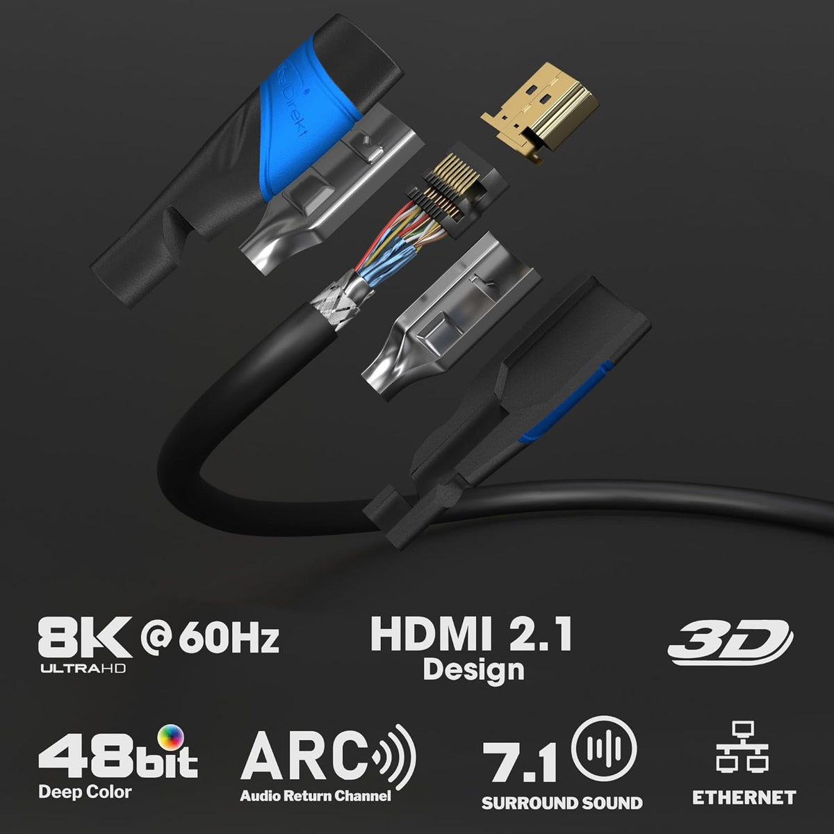 8K 4K 15ft (0.5ft75ft) 10K/8K@60Hz/4K@120Hz PS5, KabelDirekt / HDMI Cable & More HDMI Cables German-Engineered HDMI
