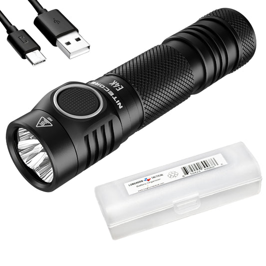 Nitecore E4K 4400 Lumen EDC Compact Rechargeable Flashlight with LumenTac Organizer