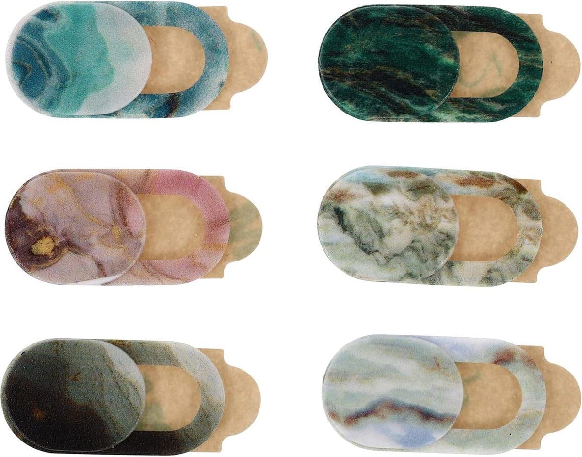6 Pack Hemobllo Marble Pattern Webcam Privacy Covers - Compact Lightweight Camera Lens Caps for Laptop Pc Tablet