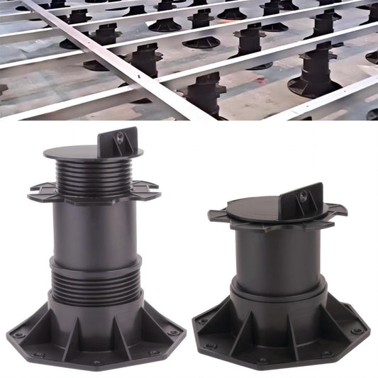 BGTLGIO 13Pack Adjustable Deck Support Pedestal Deck Foundation Base Support for Floating Deck Platform Deck Floor Height Adjustment Raising from 5.5"" to 8.7"", Black (Unilateral keel Slot 140-220)