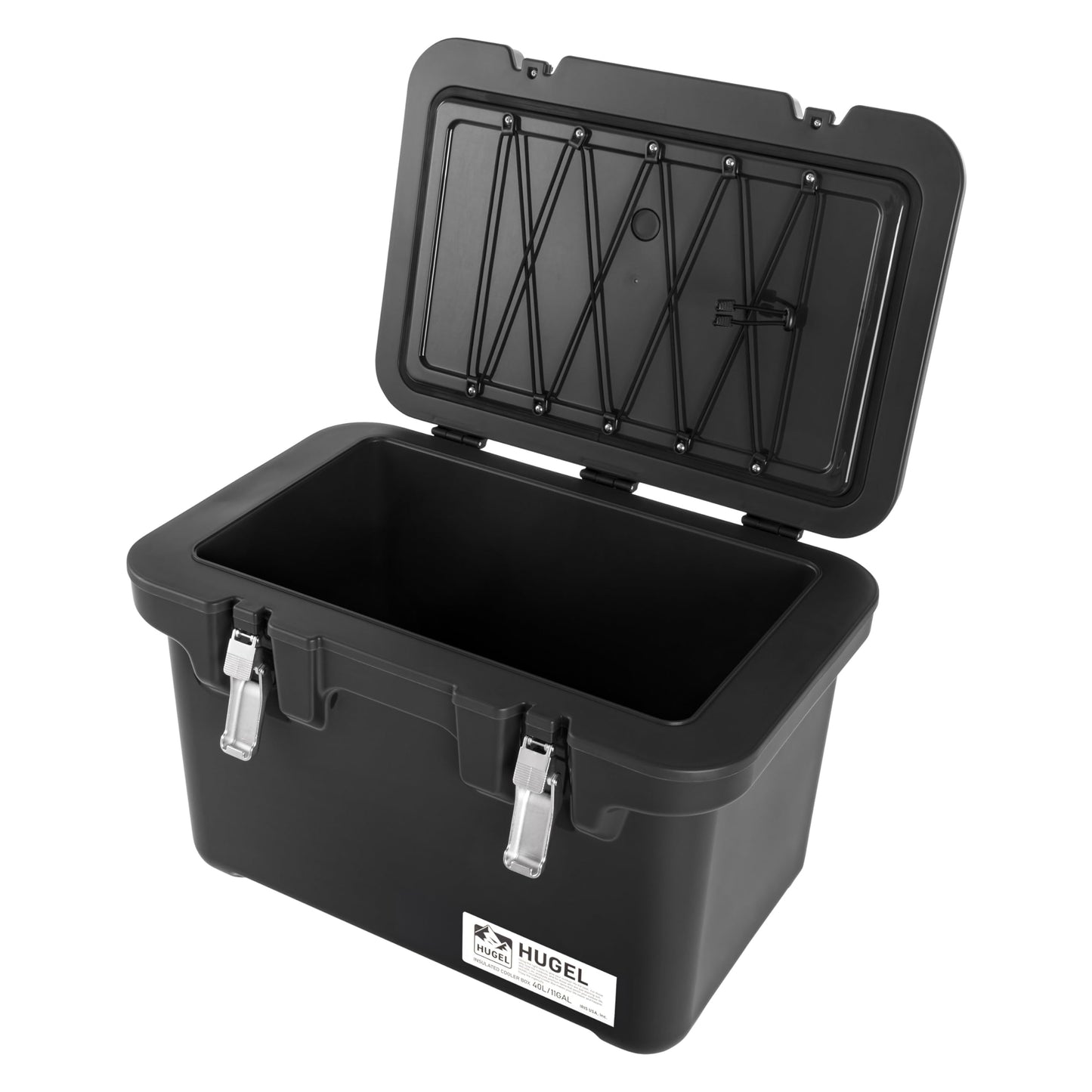 IRIS USA Hugel 44 QT Cooler, Heavy Duty Metal Buckles, Leak-Free Design, Durable Hard Cooler, Ice Chest with Bungee Strap, Molded Handles, Camping Boat Tailgating Road Trips, Charcoal Gray