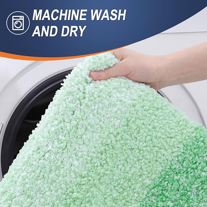 OLANLY Bathroom Runner Rugs 59x24, Extra Soft Absorbent Microfiber Bath Rugs, Rubber Backing, Quick Dry, Machine Washable Bath Mats for Bathroom Floor, Tub and Shower, Home Decor Accessories, Green