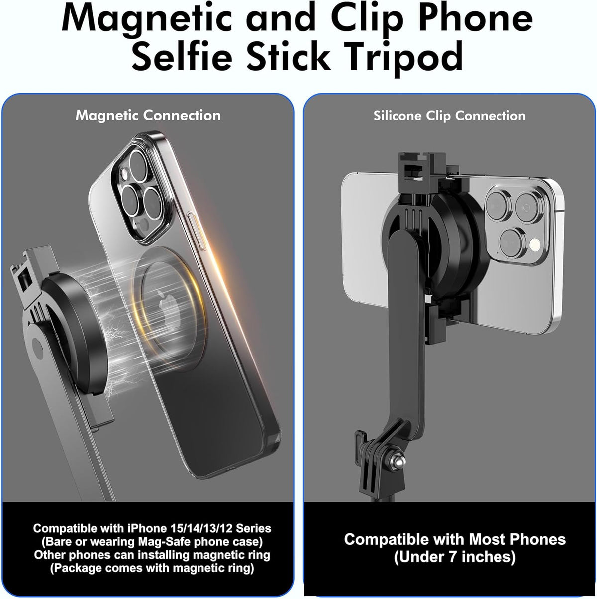 EUG-PRODUCTS 61" Magnetic Phone Tripod & Selfie Stick for Golf Training, Extendable Cell Phone Tripod Stand