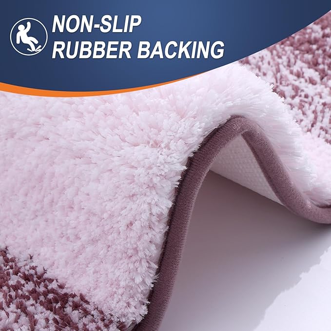 OLANLY Bathroom Rugs Mat 44x32, Extra Soft Absorbent Microfiber Bath Rugs, Rubber Backing, Quick Dry, Machine Washable Bath Mats for Bathroom Floor, Tub and Shower, Home Decor Accessories, Mauve