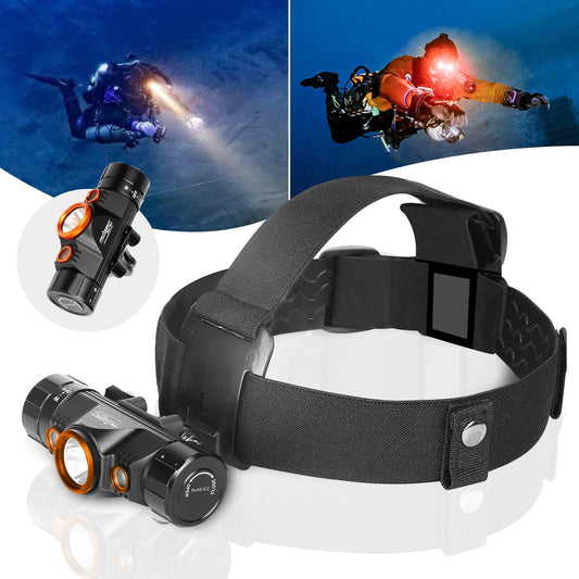 ORCATORCH TD01 Diving Headlamp 1200 Lumens Scuba Dive Light 5 Modes Dual-Color (White/Red) Professional Underwater 150m Headlight, IP68 Waterproof Flashlight for Caving Snorkeling Spearfishing