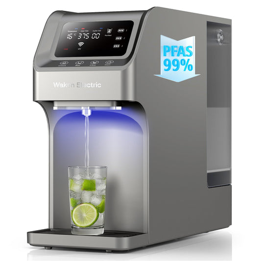 Waken Electric Reverse Osmosis Water Filter Countertop, UV Water Filtration System, 8-Stage RO Filtration Real Time TDS Display, BPA Free, PFAS, Lead & TDS Reduction (Platinum Grey)