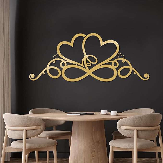 Infinity Heart Metal Wall Art, Infinity Heart Wall Decor, Double Infinity Heart Metal Sign, Love Sign Wall Decor, Infinity Sign Wall Decor, Metal Love Wall Decor, Geometric Wall Art (White, 24"x10"/60x24cm)