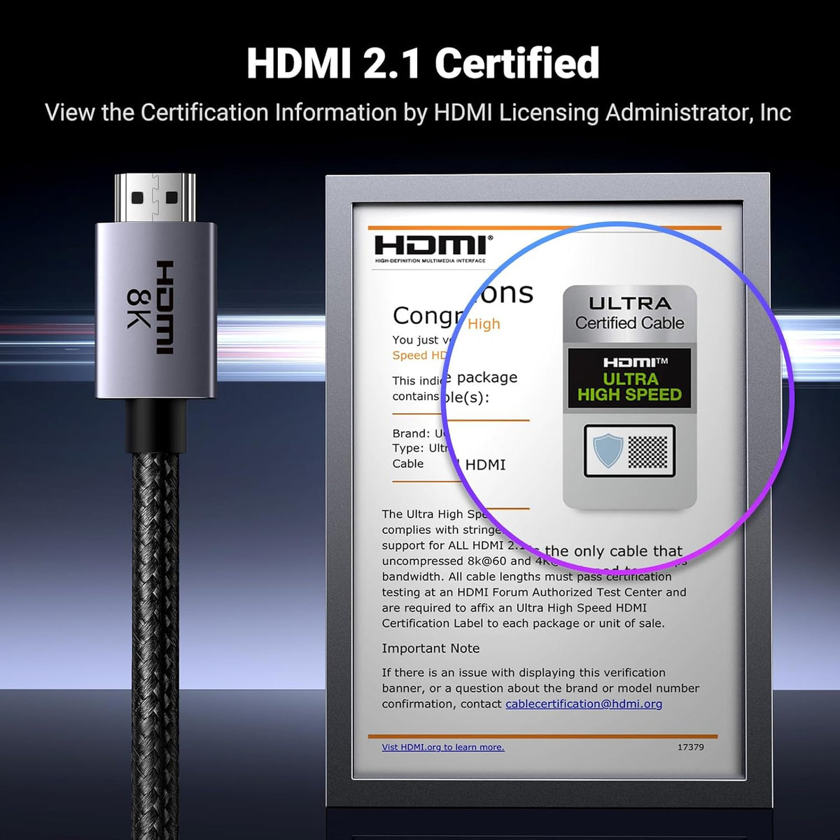 8K 2.1 48Gbps 16FT, 4K@240Hz 120Hz 10K 8K@60Hz, 2.2&2.3, 10 Dolby PS5/Blu-ray/Roku 2/Mac UGREEN HDMI Cable Certified