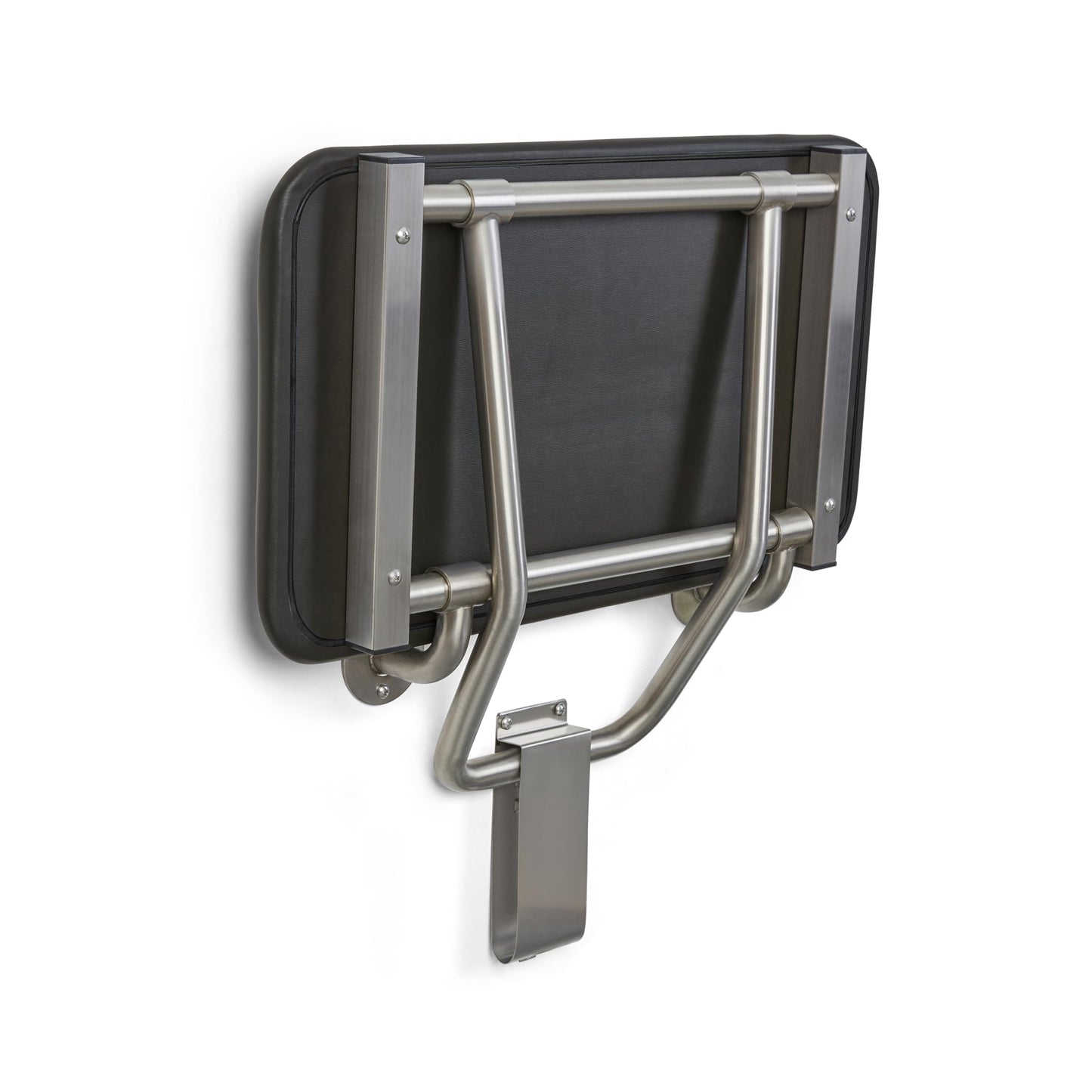 Seachrome 24" x 15" Black Padded Cushion Folding Wall Mount Bench Shower Seat, ADA Compliant