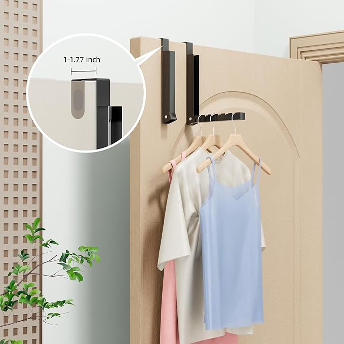 BAKON Over The Door Hanger Folding Clothes Drying Rack, Folding Hanging Coat Rack for Indoor Laundry Room Compact Small Space Foldable Portable Clothing Hanger Hook Collapsible- 4 Pack(Black)