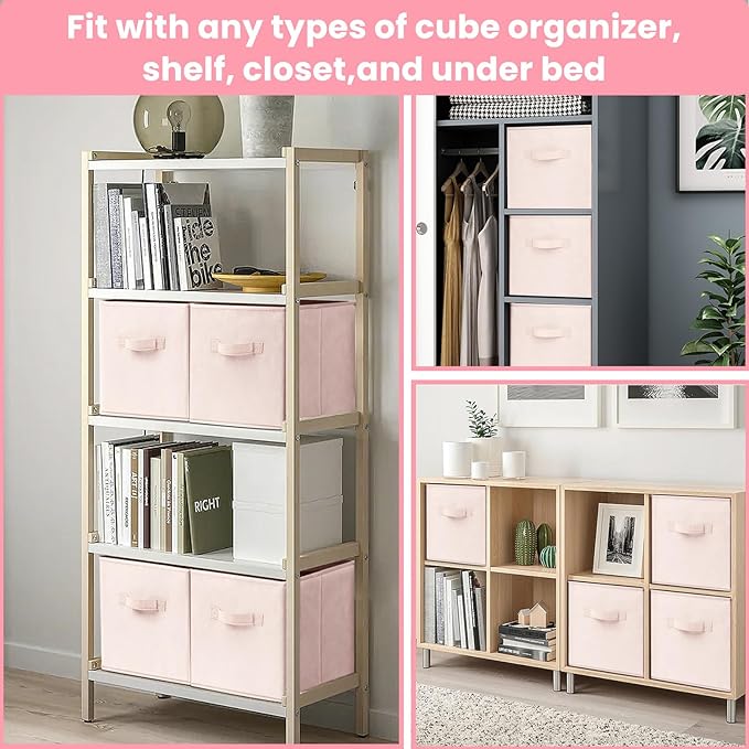 Criusia Storage Cubes - 13 Inch Heavy Duty Fabric Storage Bins for Shelves Closet Cube Organizer - 8 Pack Collapsible Cube Storage Bins Baskets for Clothes Blankets Toys - Nursery Organization