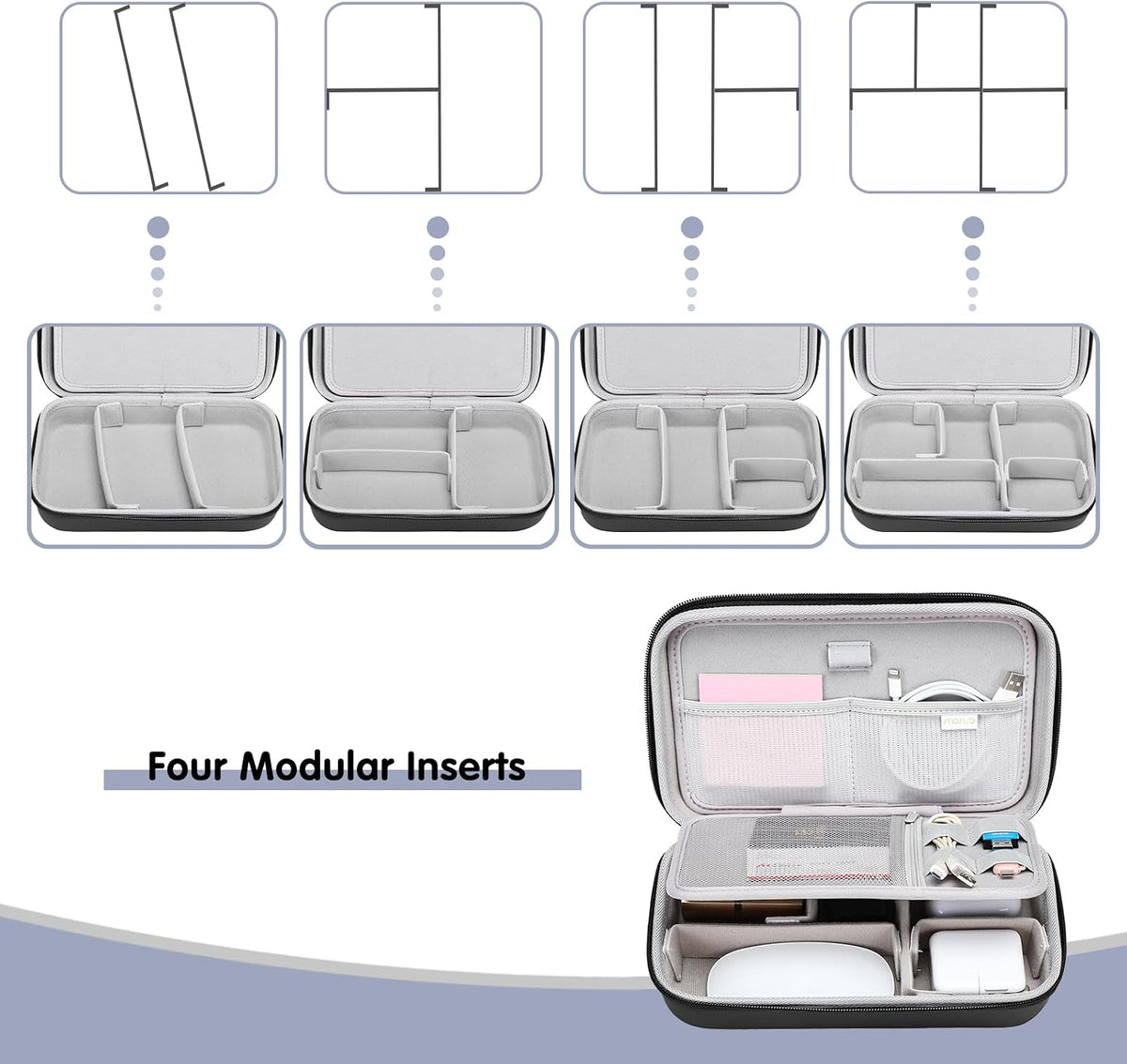 MOSISO 4 2 Electronic Organizer Travel Case Compatible with MacBook Power Adapter, Compatible with Magic Mouse
