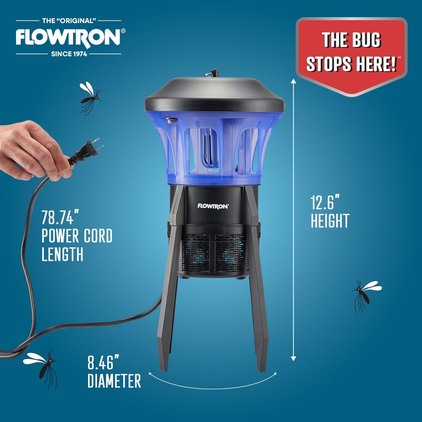 Flowtron Outdoor Bug Trap | UV Light & Powerful Fan Fly Killer with ½ Acre Coverage | Quiet Insect Control & Weather Resistant | Easy Clean Collection Chamber | Patio Deck Yard | ETL Certified