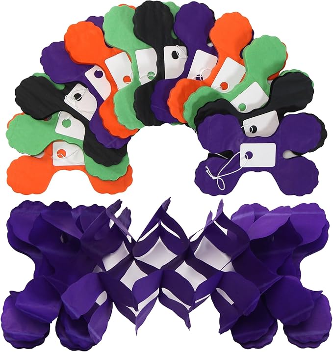 Black-Purple Orange Green Halloween Party-Decorations - 157Ft Four-Leaf Clover Streamers Garland Hanging Banner,Birthday Wedding Baby Bridal Shower Decor Hugtmr