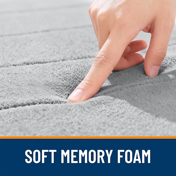 OLANLY Memory Foam Bath Mat 36x24, Super Soft Absorbent Bathroom Rugs, Quick Dry, Machine Washable Shower Floor Rugs, Bathmat Carpet, Bathroom Home Decor Accessories, Light Gray