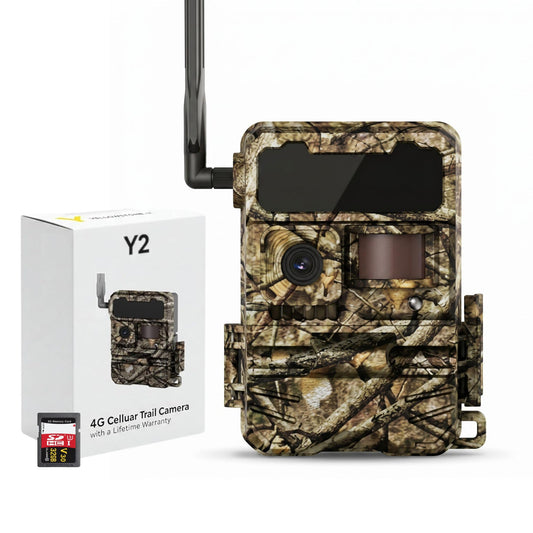 Yellowstone.ai Y2 4G LTE Cellular Trail Camera with Phone App - Solar Panel & 2 Battery Packs - No Glow Night Vision, HD 1080p, IP66 Waterproof - Hunting Deer Game Camera