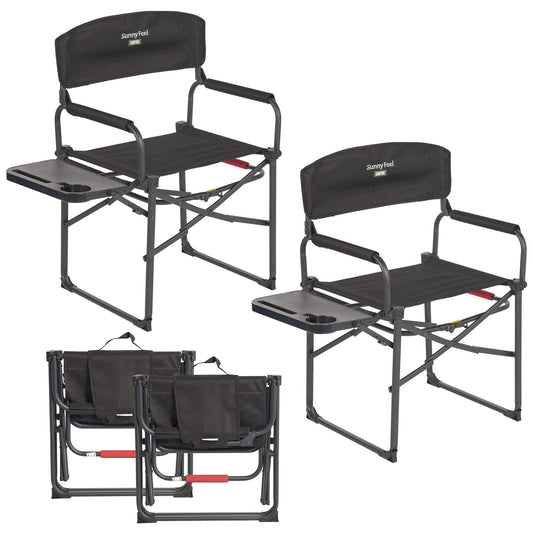 SUNNYFEEL Camping Directors Chair, Heavy Duty,Oversized Portable Folding Chair with Side Table, Pocket for Beach, Fishing,Trip,Picnic,Lawn,Concert Outdoor Foldable Camp Chairs
