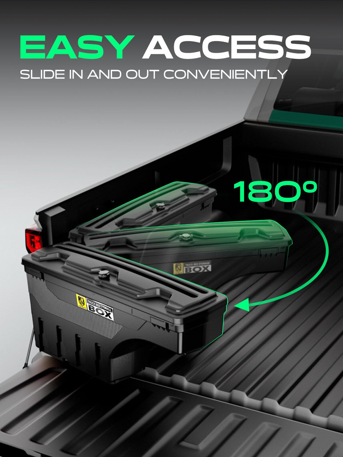 YHTAUTO Truck Bed Storage Tool Box Lockable Compatible with 1999-2016 Ford F-250 F-350 Super Duty, Passenger Side, Without Bed Rail Storage, Swing Waterproof Wheel Well Toolbox