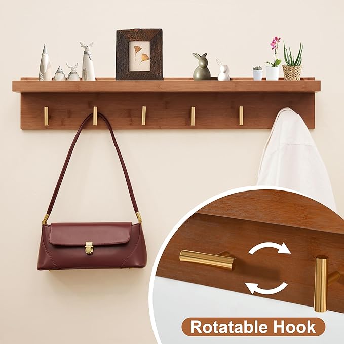 Hall Tree with Bench and Shoe Storage, Coat Rack Shoe Bench Set with Seat Cushion and 6 Hooks for Entryway, Hallway, Living Room and Bedroom