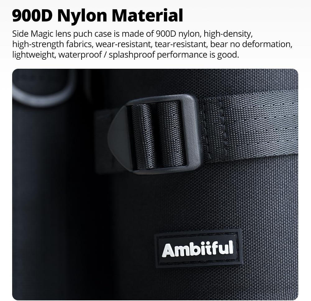 80 135 mm (3.15 5.31 AMBITFUL Thick Camera Lens Pouch Case, Water/Dust/Shock Protection Lens Pouch for DSLR Camera Lens