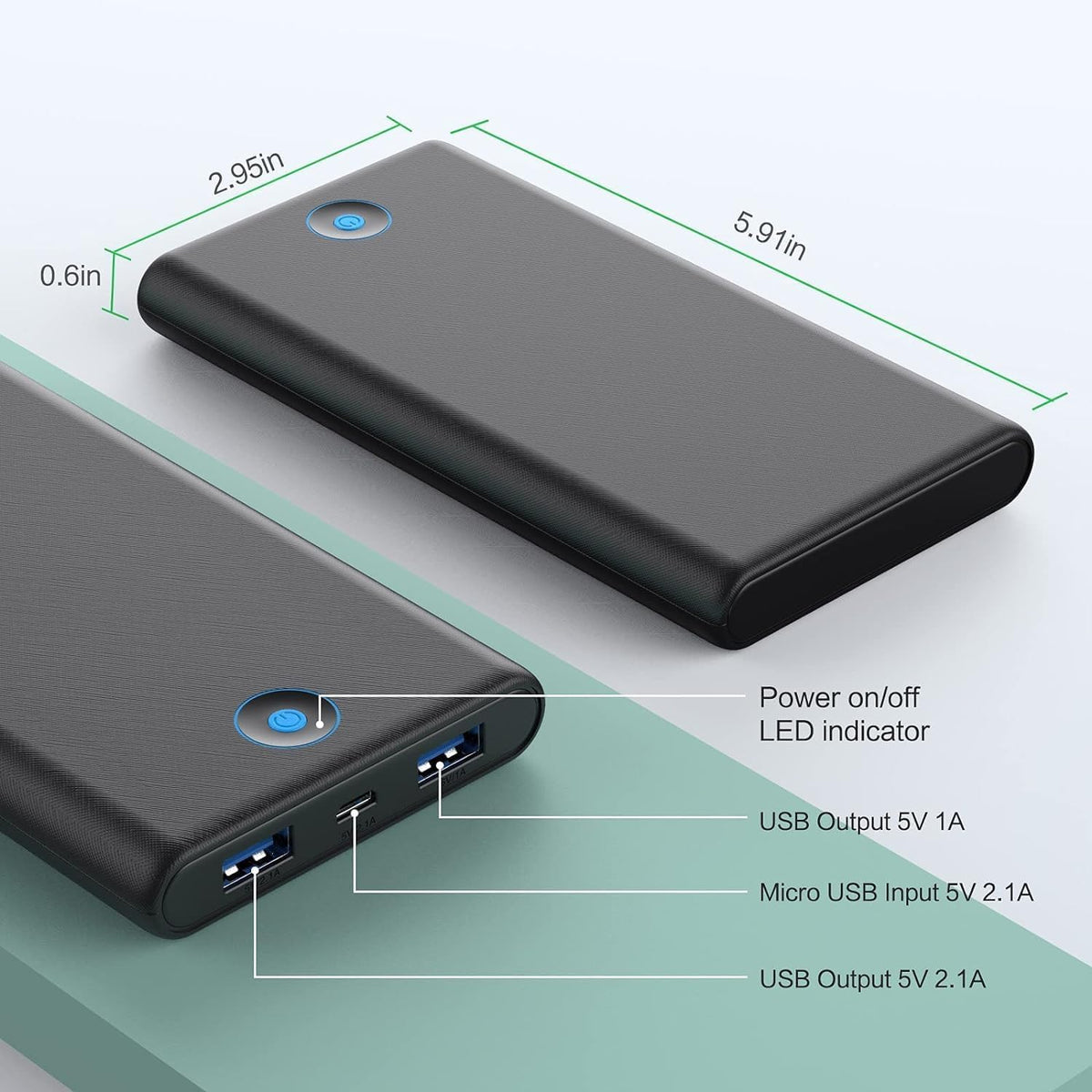 FOCHEW [2-Pack] 20000mAh,Ultra Pack 17/16/15/14/13/12/X,Galaxy S24, Portable Charger Power Bank Slim Fast Charging