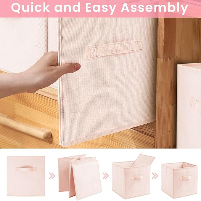 Criusia Storage Cubes - 13 Inch Heavy Duty Fabric Storage Bins for Shelves Closet Cube Organizer - 8 Pack Collapsible Cube Storage Bins Baskets for Clothes Blankets Toys - Nursery Organization