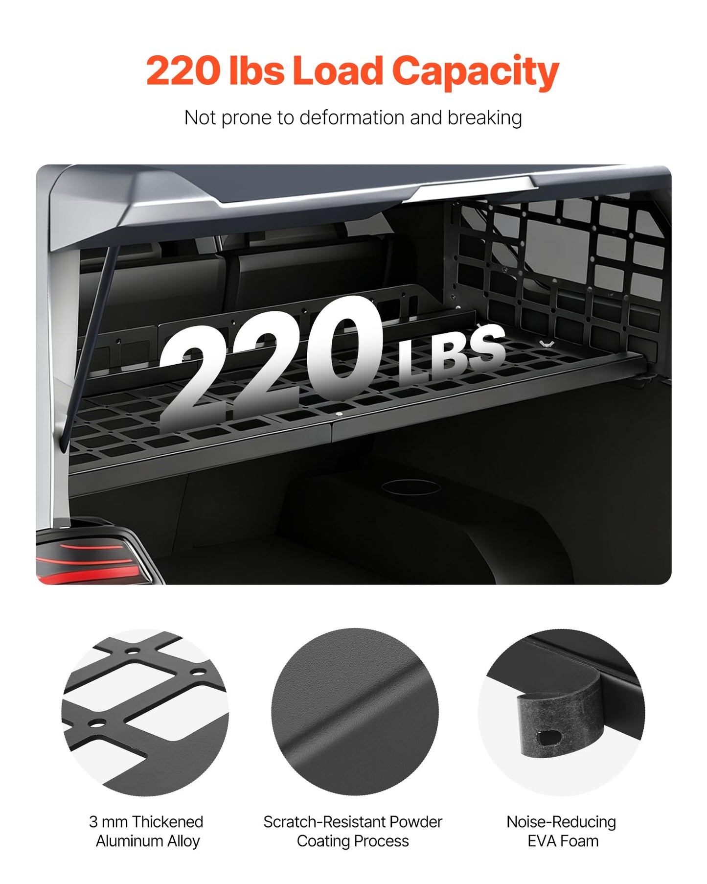 VEVOR Rear Trunk Cargo Rack, for 2010-2024 Toyota 4Runner, 220 lbs Capacity, Aluminum Alloy Basket Tray Interior Storage Luggage Carrier, Adjustable Height Shelf Stand Organizer for Camping Trip Gear