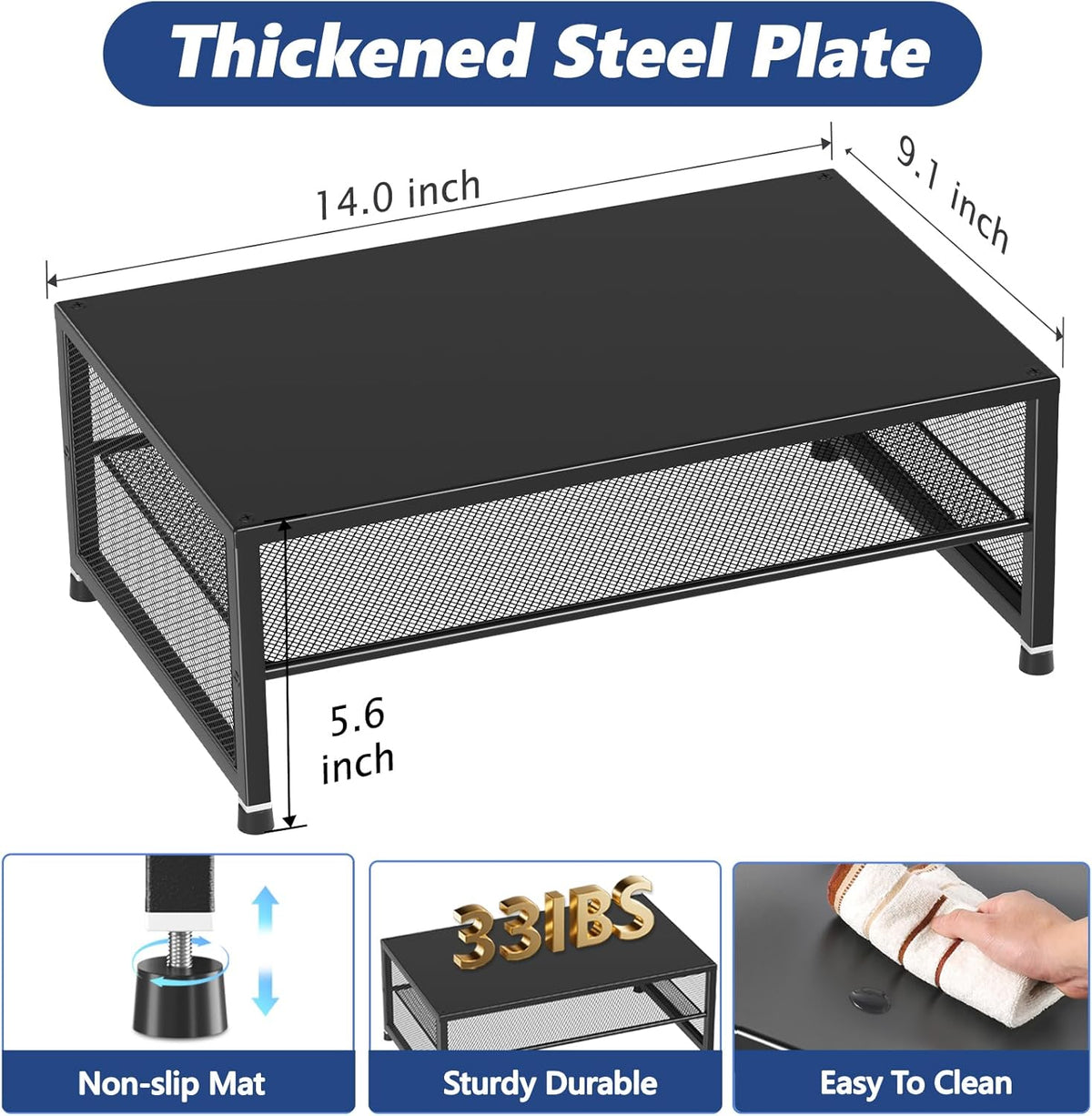 2-Tier 2-Pack) ECOLOVI Computer Monitor Stand Riser, Desk Organizer for Monitor, Printer & Laptop Stand, Desktop