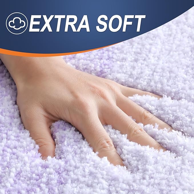 OLANLY Bathroom Rugs Mat 40x24, Extra Soft Absorbent Microfiber Bath Rug, Rubber Backing, Quick Dry, Machine Washable Bath Mats for Bathroom Floor, Tub and Shower, Home Decor Accessories, Light Purple