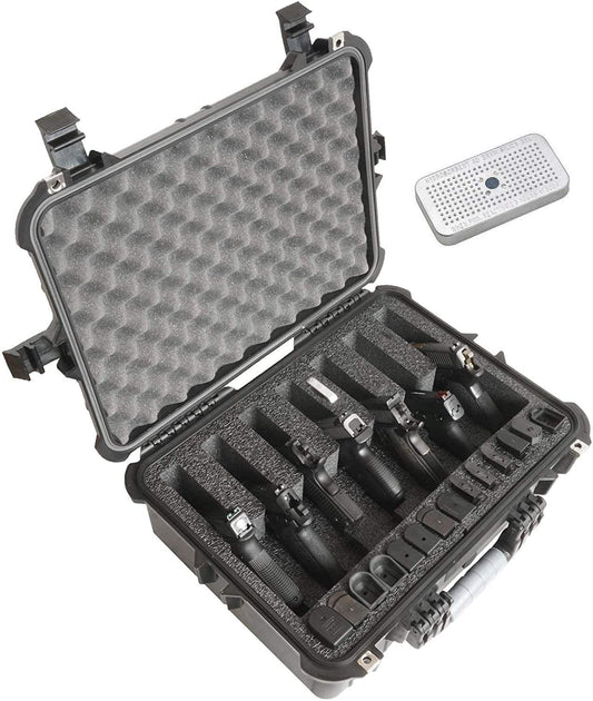 Case Club 7 Pistol and 21 Magazine Pre-Cut Heavy Duty Waterproof Case with Included Silica Gel Canister to Help Prevent Gun Rust (Upgraded Gen-2)
