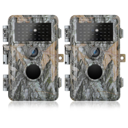 Acuxiaza 2 Pack Trail Camera 64MP 1296P Game Camera with 940nm No Glow Night Vision Fast 0.3s Trigger Speed Motion Activated IP66 Waterproof for Wildlife Cam, Hunting, H.264 MP4 Video