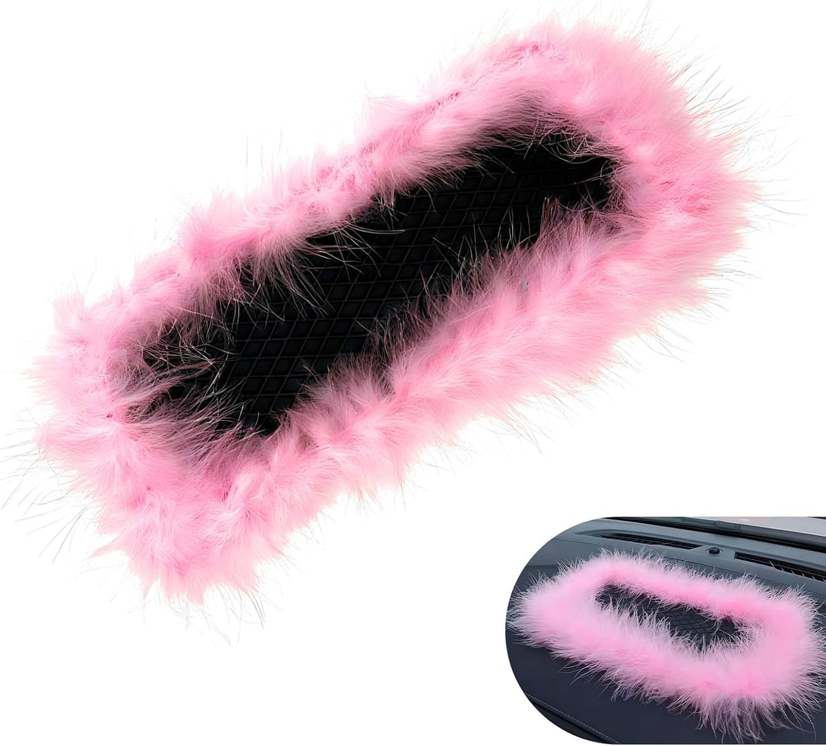 Foelony 5.71" 11.6" Car Dashboard Anti-Slip Pad, Pink Feather Car Magic Dashboard Decor Mat, x Multifunctional Sticky