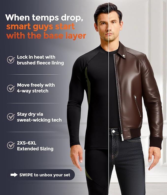 CL convallaria Thermal Underwear Long Johns Set Mens Winter Gift Hunting Gear Sport Base Layer Bottom Top