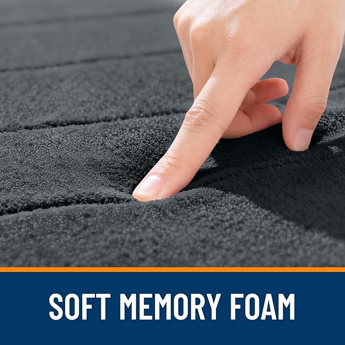 OLANLY Memory Foam Bath Mat 24x16, Super Soft Absorbent Bathroom Rugs, Quick Dry, Machine Washable Shower Floor Rugs, Bathmat Carpet, Bathroom Home Decor Accessories, Dark Gray
