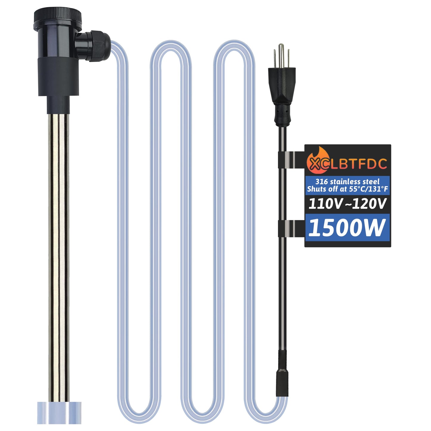 XCLBTFDC 1500W Submersible Water Heater Portable Electric Pool and Hot Tub Immersion Water Heater with Temp Control, WiFi Timer for Bathtub, Spa, Swimming pool, above ground pool and Inflatable Pool