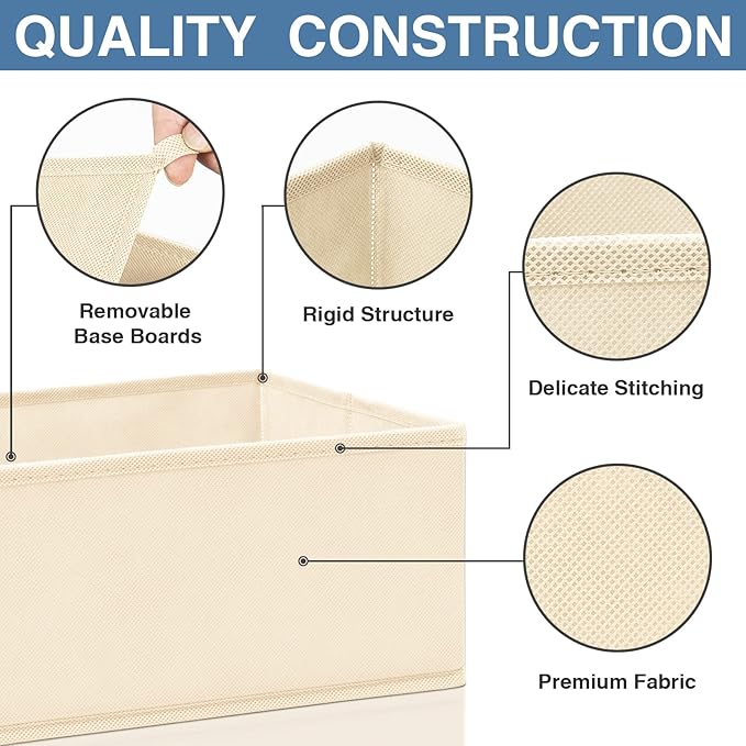 Criusia Drawer Organizer Clothes, 24 Pack Dresser Organizer Bins for Nursery Bedroom, Closet Organization and Storage Dividers for Clothing, Baby Clothes, Underwears, Socks (Beige)
