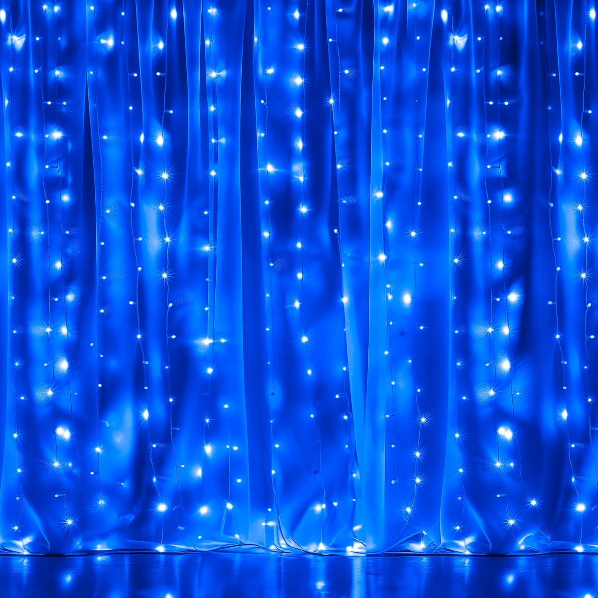 Dazzle Bright 300 LED Curtain String Lights, Waterproof, 8 Lighting Modes, Blue, Model CL-300CC