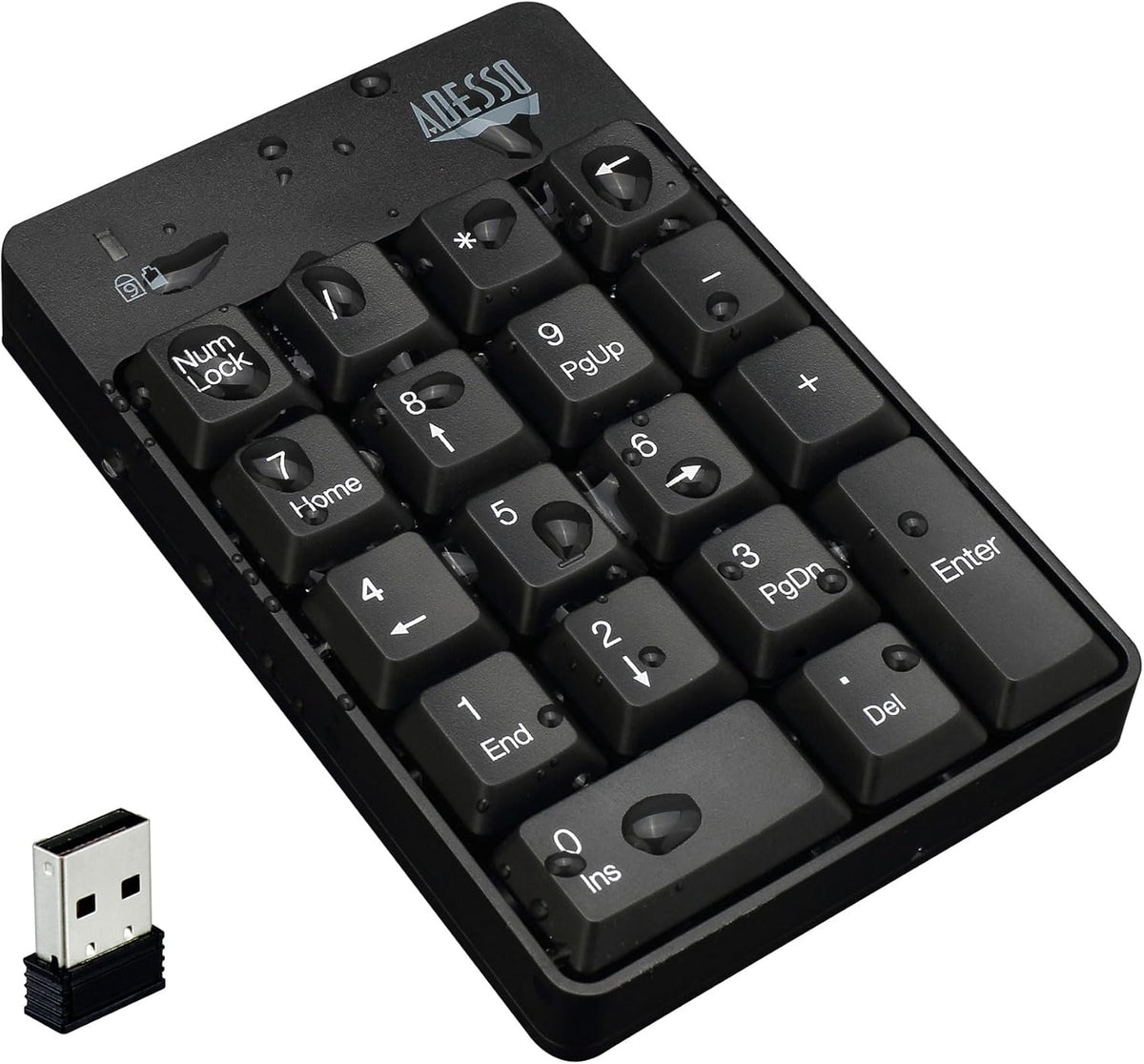 Adesso WKB-6010UB 18-Key - Wireless Spill Resistant Numeric Keypad Number Pad, Black