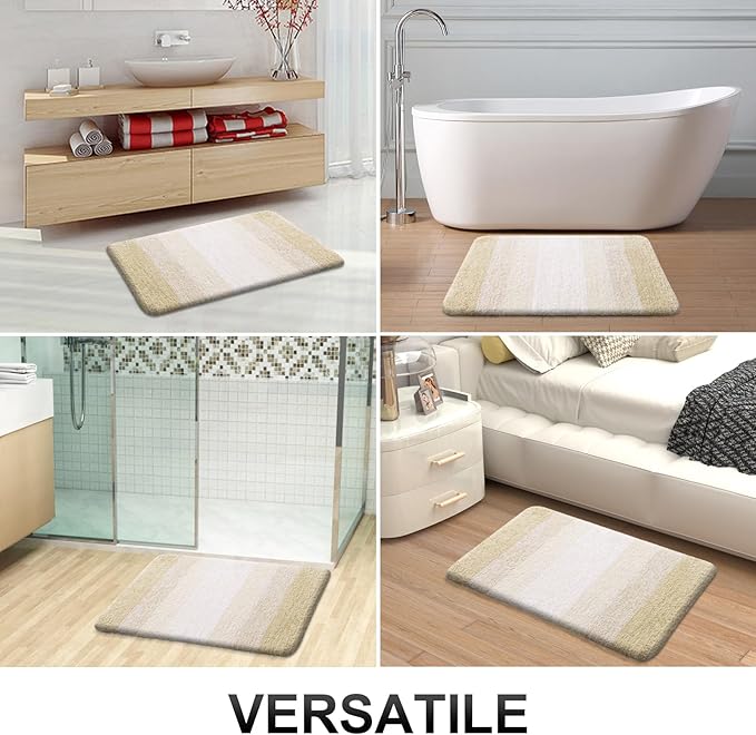 OLANLY Bathroom Runner Rugs 47x20, Extra Soft Absorbent Microfiber Bath Rugs, Rubber Backing, Quick Dry, Washable Bath Mats for Bathroom Floor, Tub and Shower, Home Decor Accessories, Light Beige