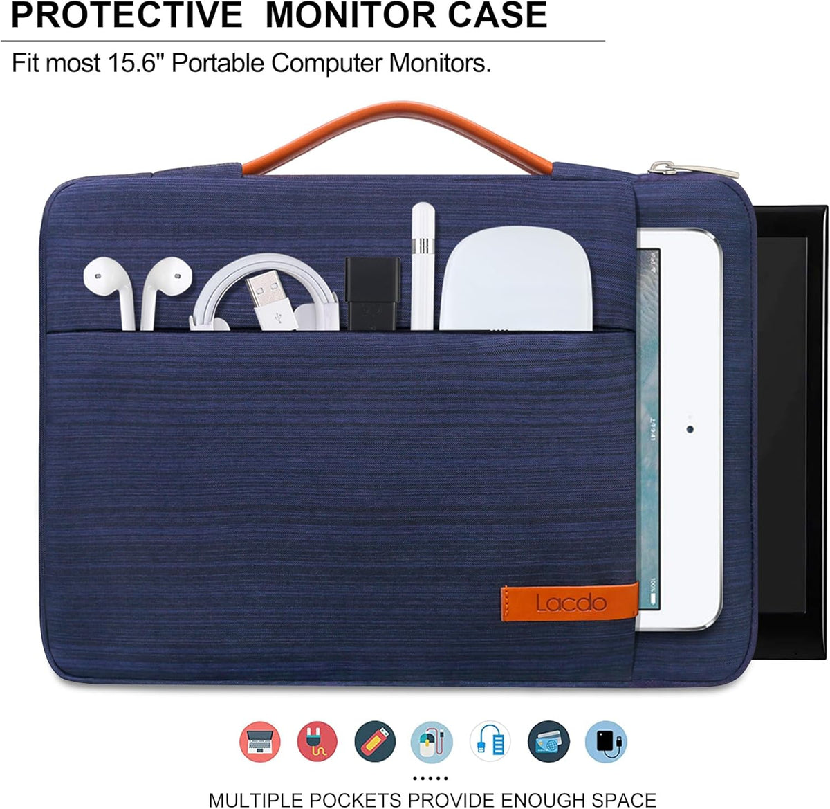 Lacdo 15.6 inch 15.6 inch Portable Monitor Case for Most Portable External Monitor, for Computer Laptop External