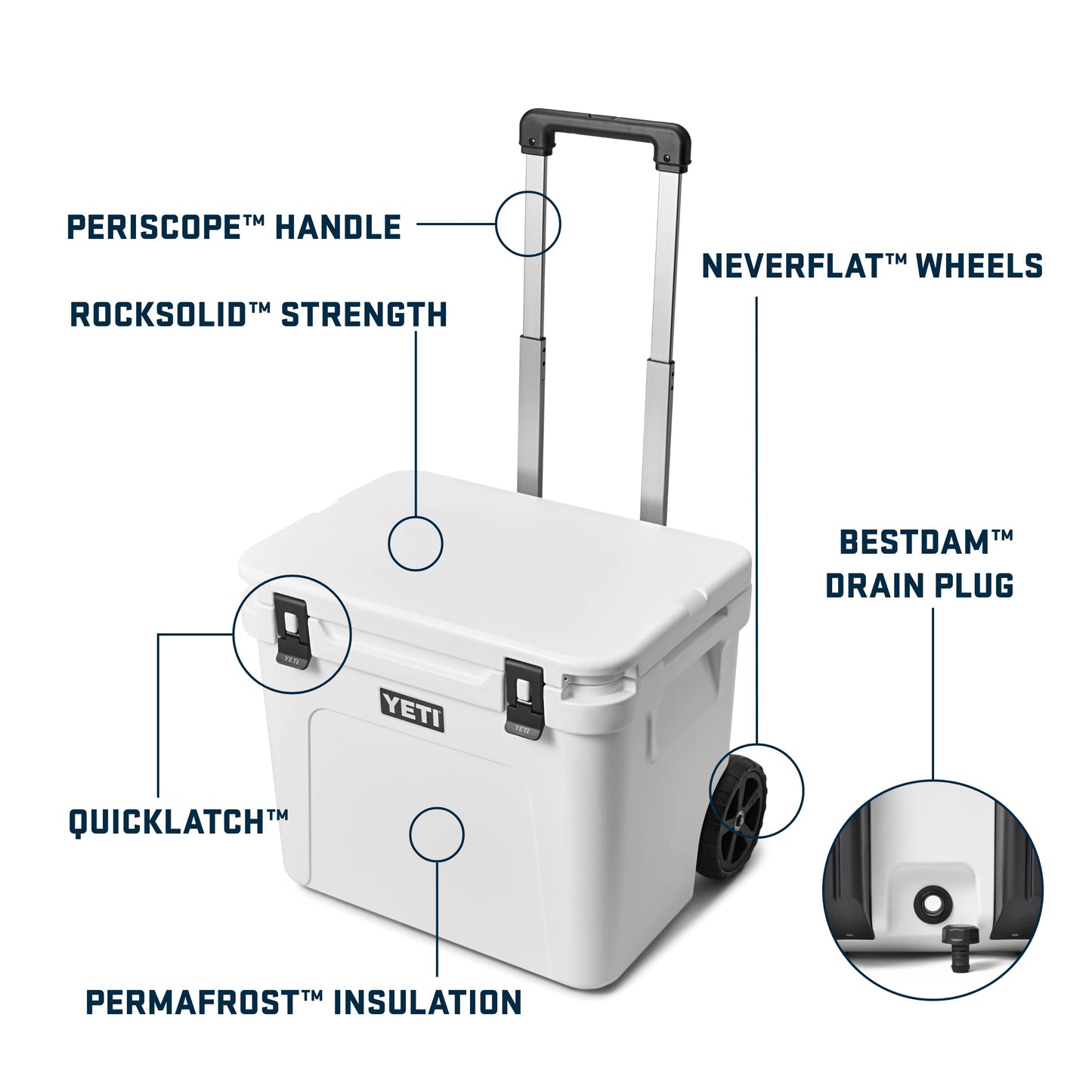 YETI Roadie 60 Wheeled Cooler with Retractable Periscope Handle, Charcoal
