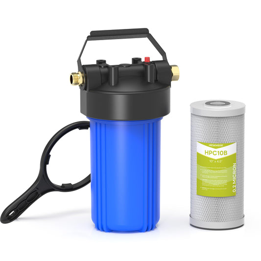 MewMore HHB10 RV Water Filter System with 0.2 Micron 2-in-1 Composite Filter, Removes Sediments, Chlorine, VOCs, Heavy Metals, Bad Taste & Odor, Ideal for RVs, Campers, Travel Trailers and Boats