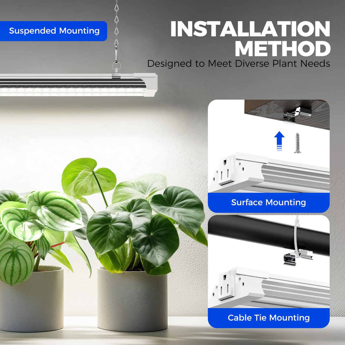 Barrina TX36 Grow Light for Indoor Plants, 36W Equivalent, 5000K Full Spectrum, 2FT Size, Aluminium and PC, 1 Pack