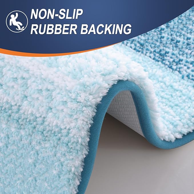 OLANLY Bathroom Runner Rugs 44x24, Extra Soft Absorbent Microfiber Bath Rugs, Rubber Backing, Quick Dry, Washable Bath Mats for Bathroom Floor, Tub and Shower, Home Decor Accessories, Peacock Blue