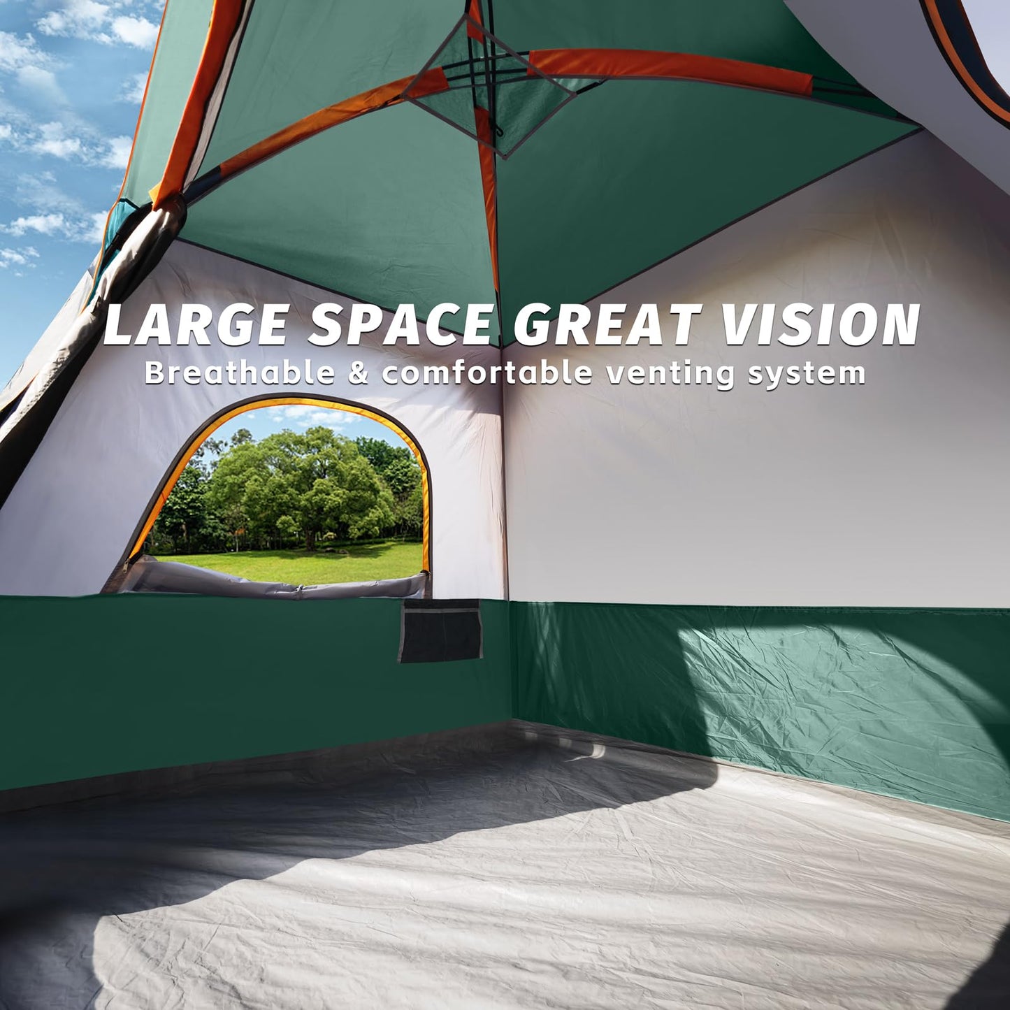 UNP 4-Person Tent, Portable Cabin Tent, Camping Tent 4-Person Easy Set Up, Waterproof with Top Rainfly for Outdoor Camping/Hiking (Dark Green)