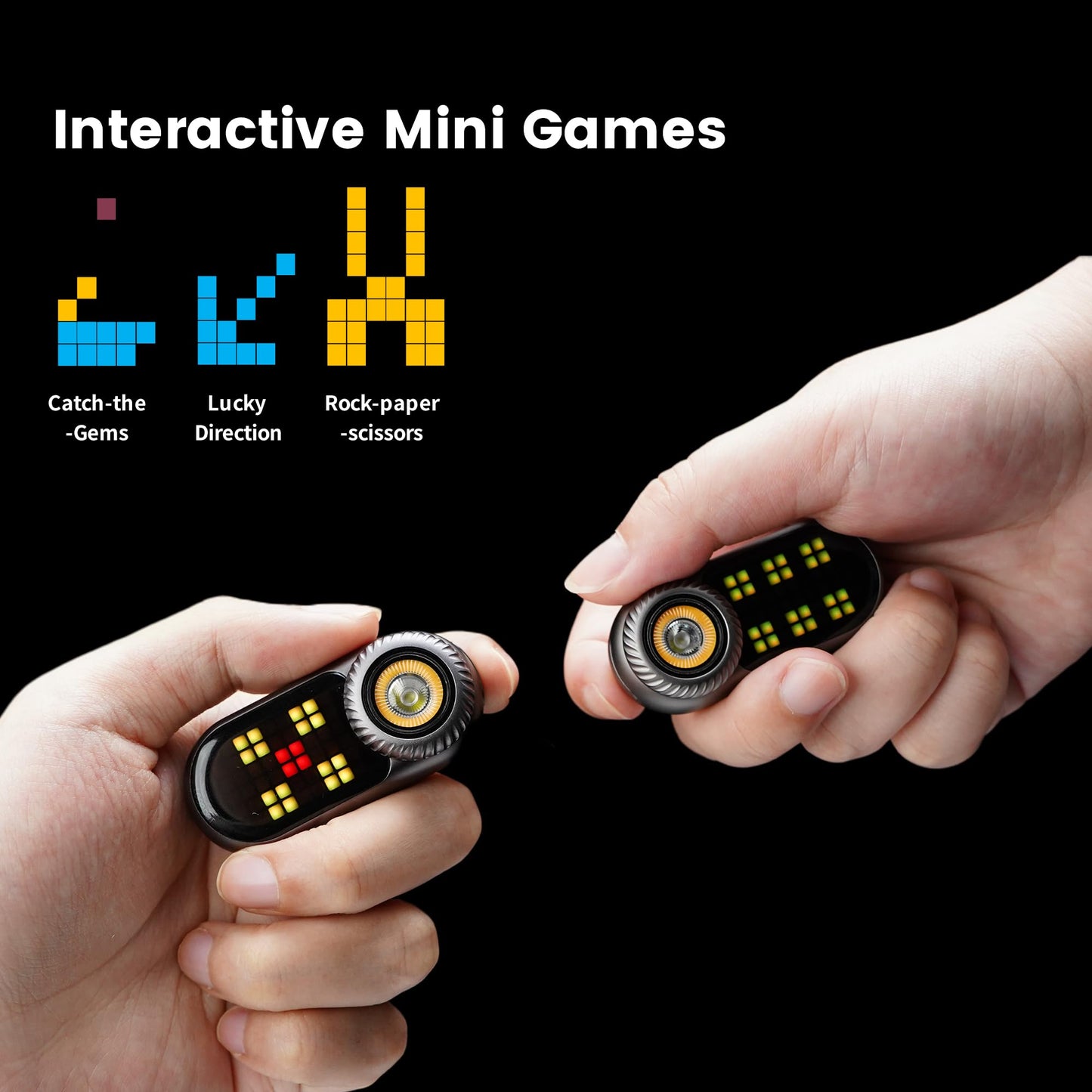 LOOPDOT EDC Flashlight – Rechargeable Small and Powerful LED Flashlight with RGB Pixel Display, Interactive Games, Adjustable Brightness – Cool Gadget Gift for Kids & Adults (TI)